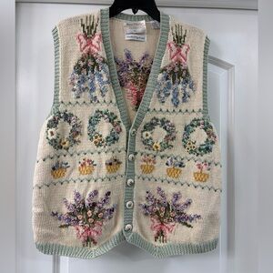 Marisa Christina sweater Vest  Floral Spring Granny Preppy/Cottage Core/ Y2K/VTG
